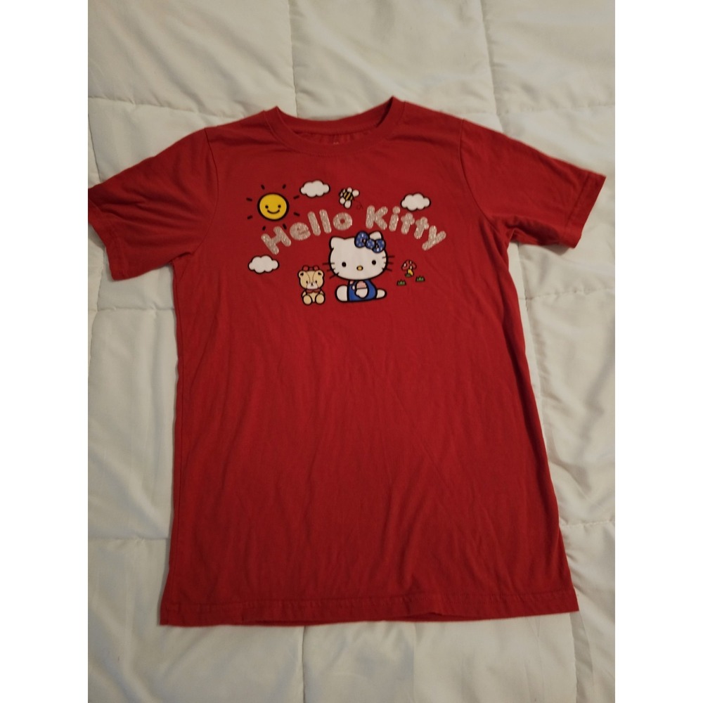 Hello Kitty Girls Youth XL Red Graphic T-Shirt Sanrio Short Sleeve Tee